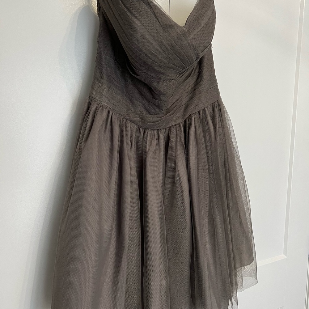 Bill Levkoff sweetheart strapless bridesmaid dress.